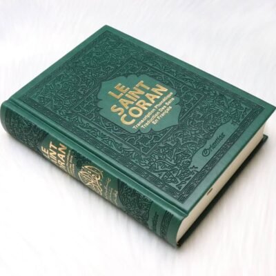 Le Saint Coran en arabe avec transcription phonétique et Traduction des sens en français - Edition de luxe (Couverture cuir de couleur Vert sapin doré)