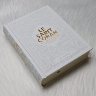 Le Saint Coran - Transcription phonétique et Traduction des sens en français - Blanc - Edition de luxe (Couverture cuir de couleur blanche dorée)